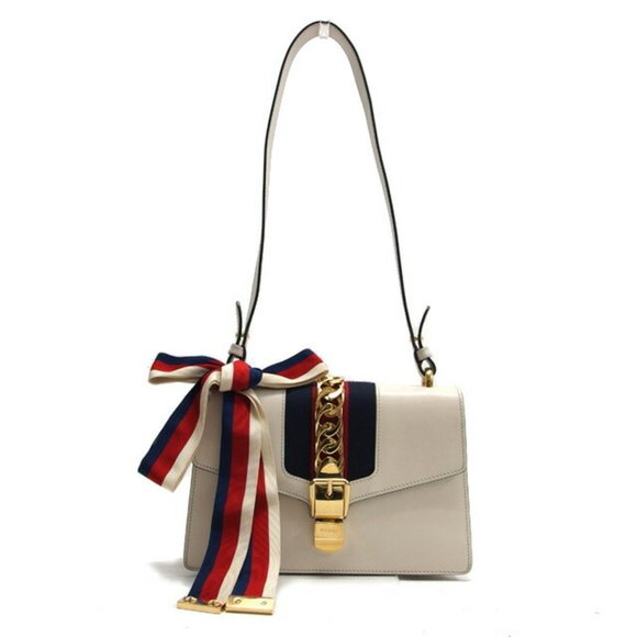 Gucci Sylvie White Leather shoulder - Picture 1 of 10